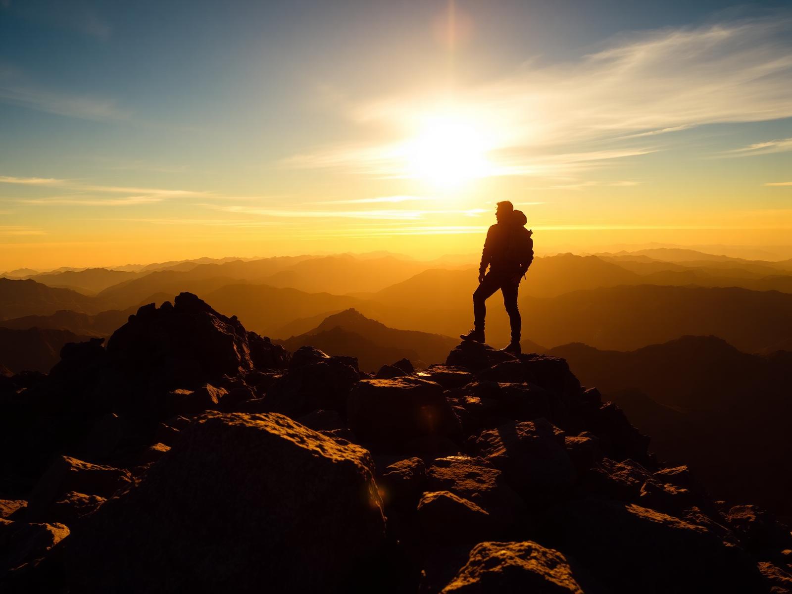 Mountain summit at sunrise